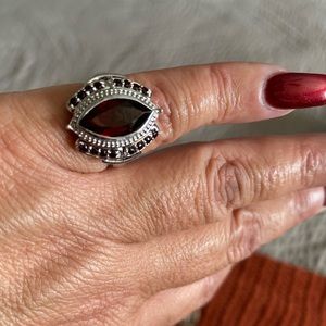 Sterling Silver Ruby & zirconia cocktail ring